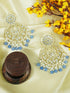 Faint gold finish Earring/jhumka/Dangle with Light Blue Color Drops 11803N - Griiham