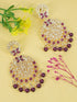 Faint gold finish Earring/jhumka/Dangler with Purple Color Stones 11808N - Griiham