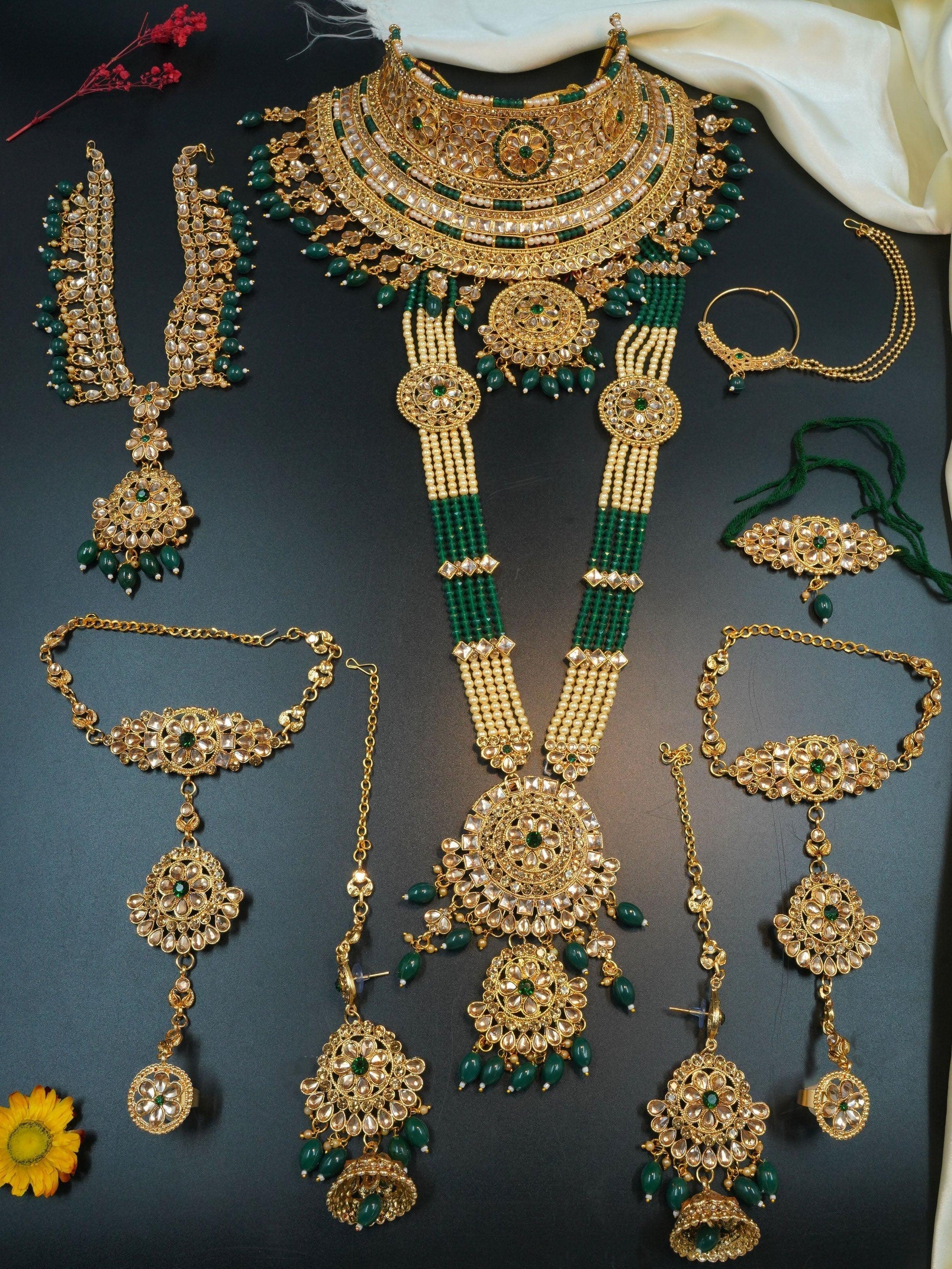 Fancy Dulhan set Gold Polish Bridal jewelry Set combo – Griiham