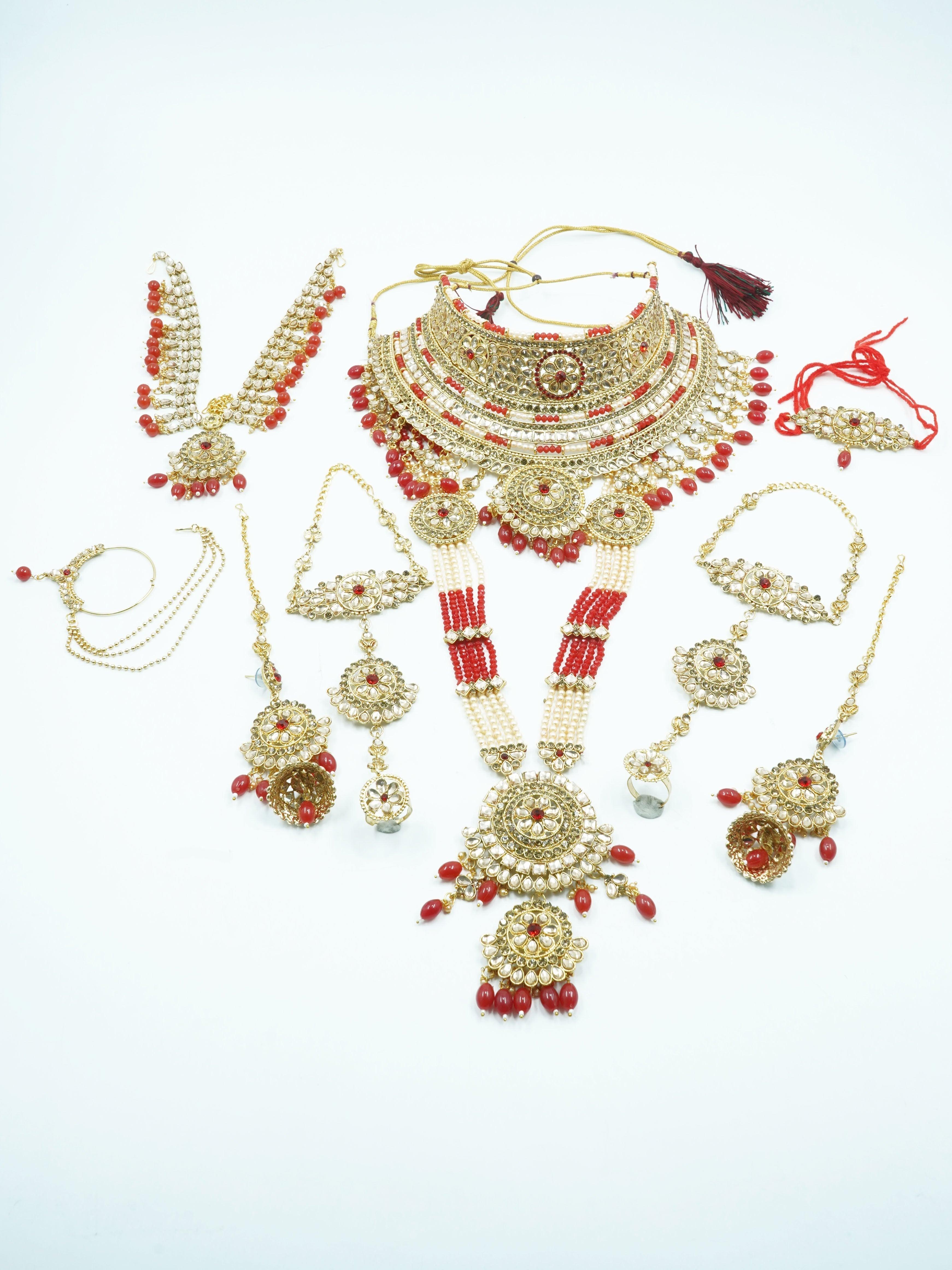 Fancy Dulhan set Gold Polish Bridal jewelry Set combo Griiham