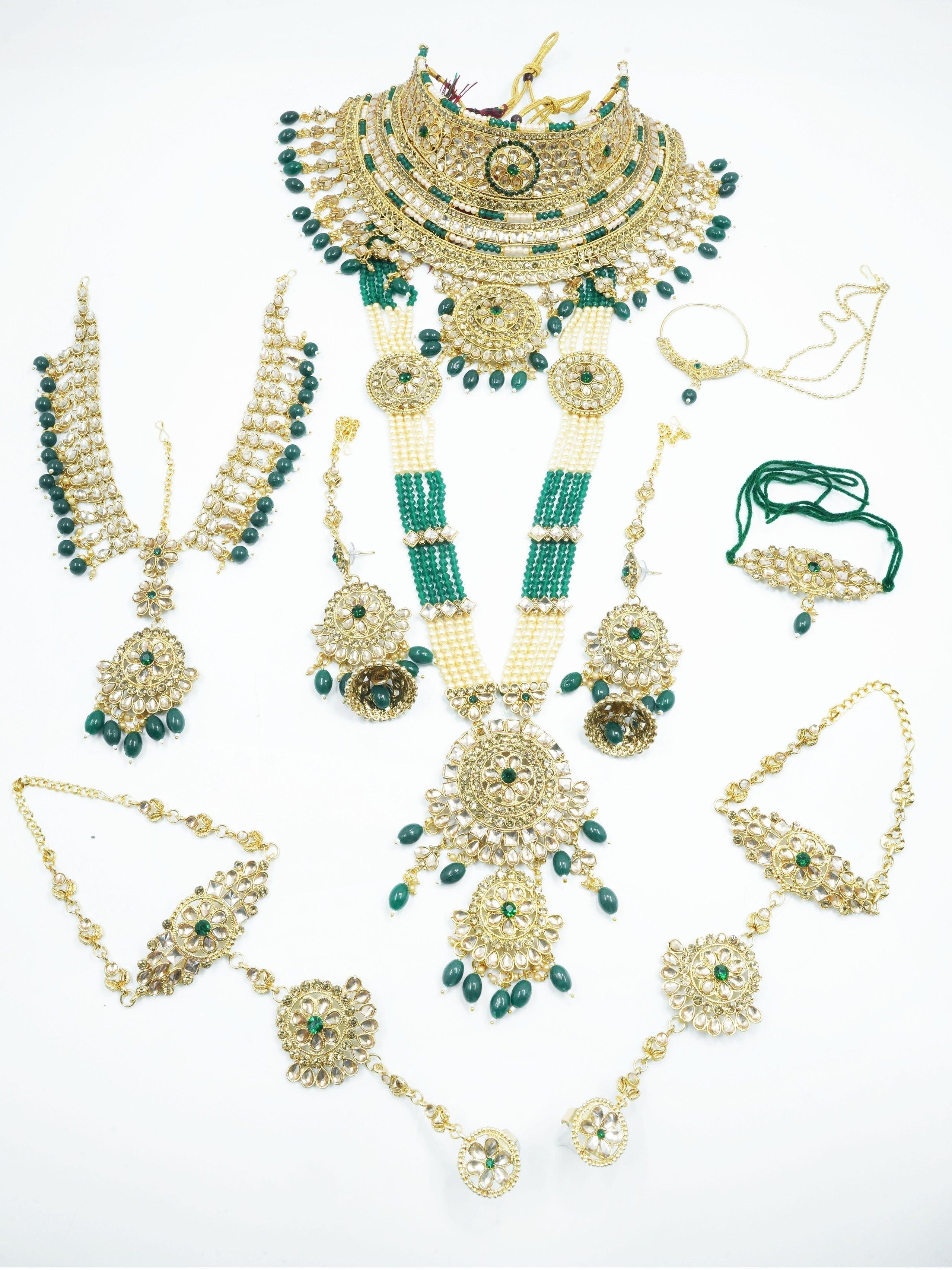 Fancy Dulhan set Gold Polish Bridal jewelry Set combo