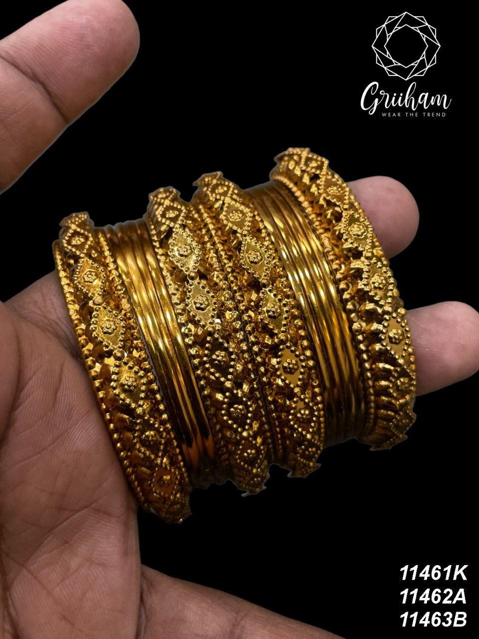 Fancy Mehendi Gold Plated Set of 12 Bangles
