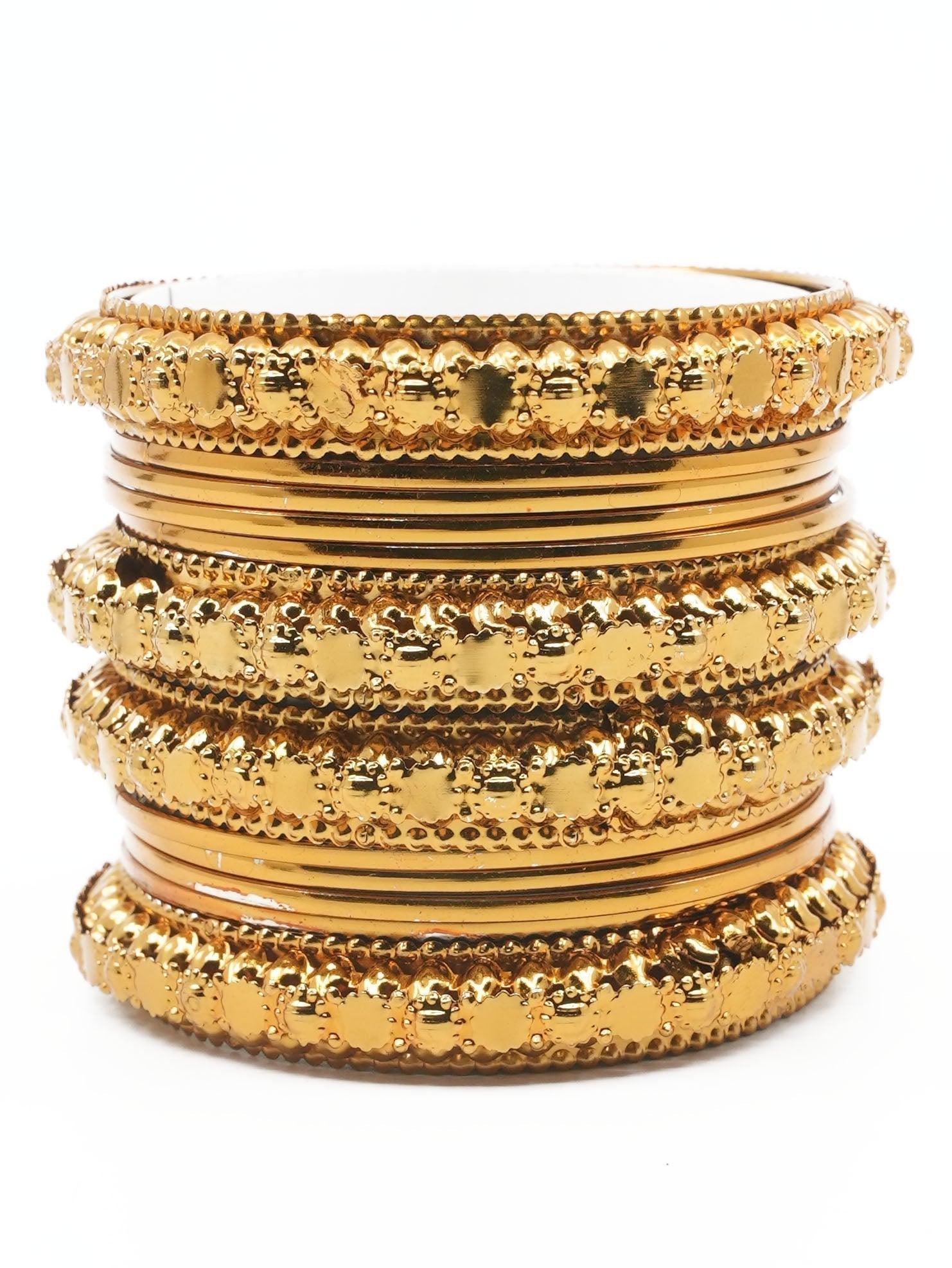 Fancy Mehendi Gold Plated Set of 12 Bangles - Griiham