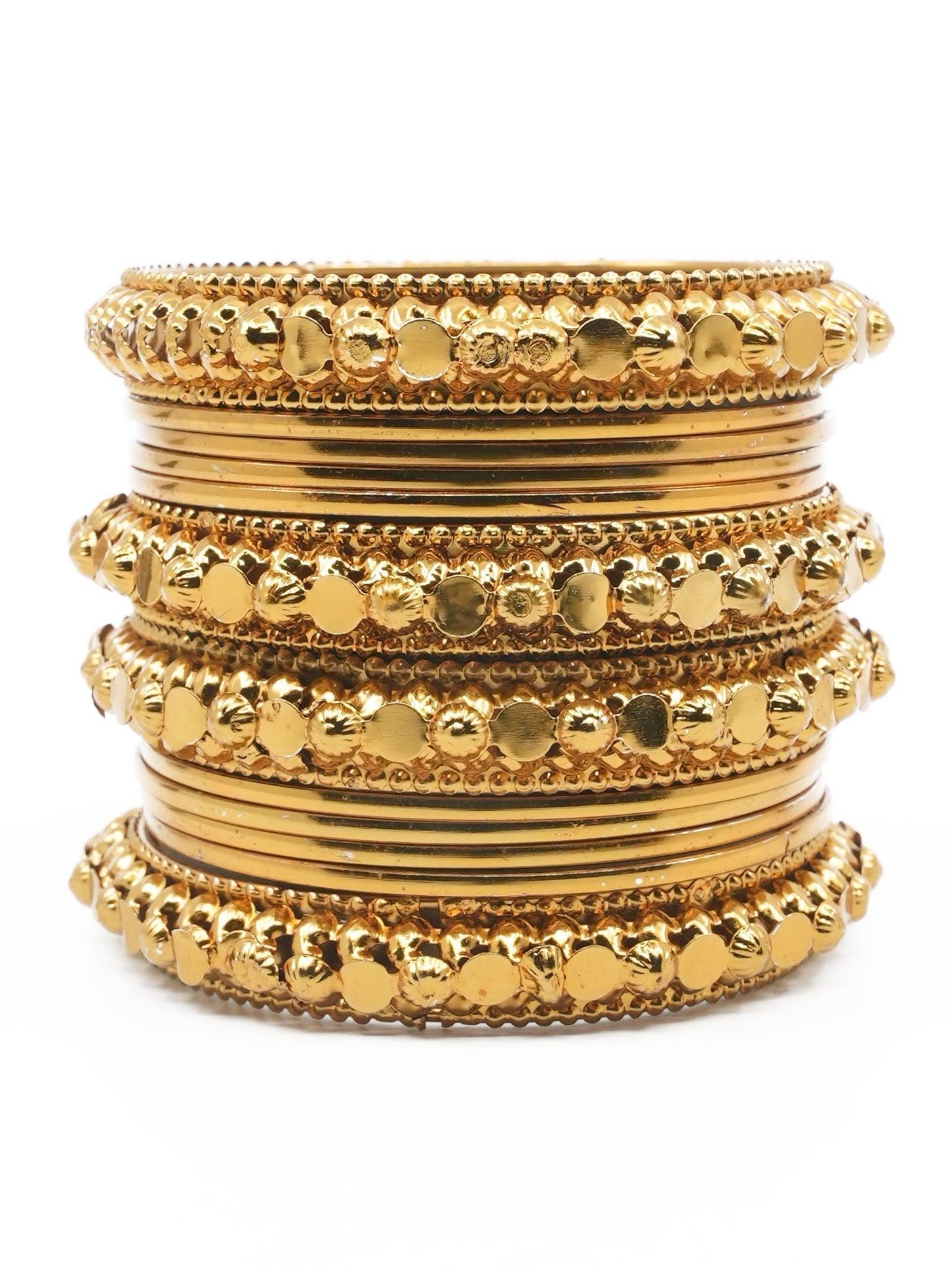 Fancy Mehendi Gold Plated Set of 12 Bangles - Griiham