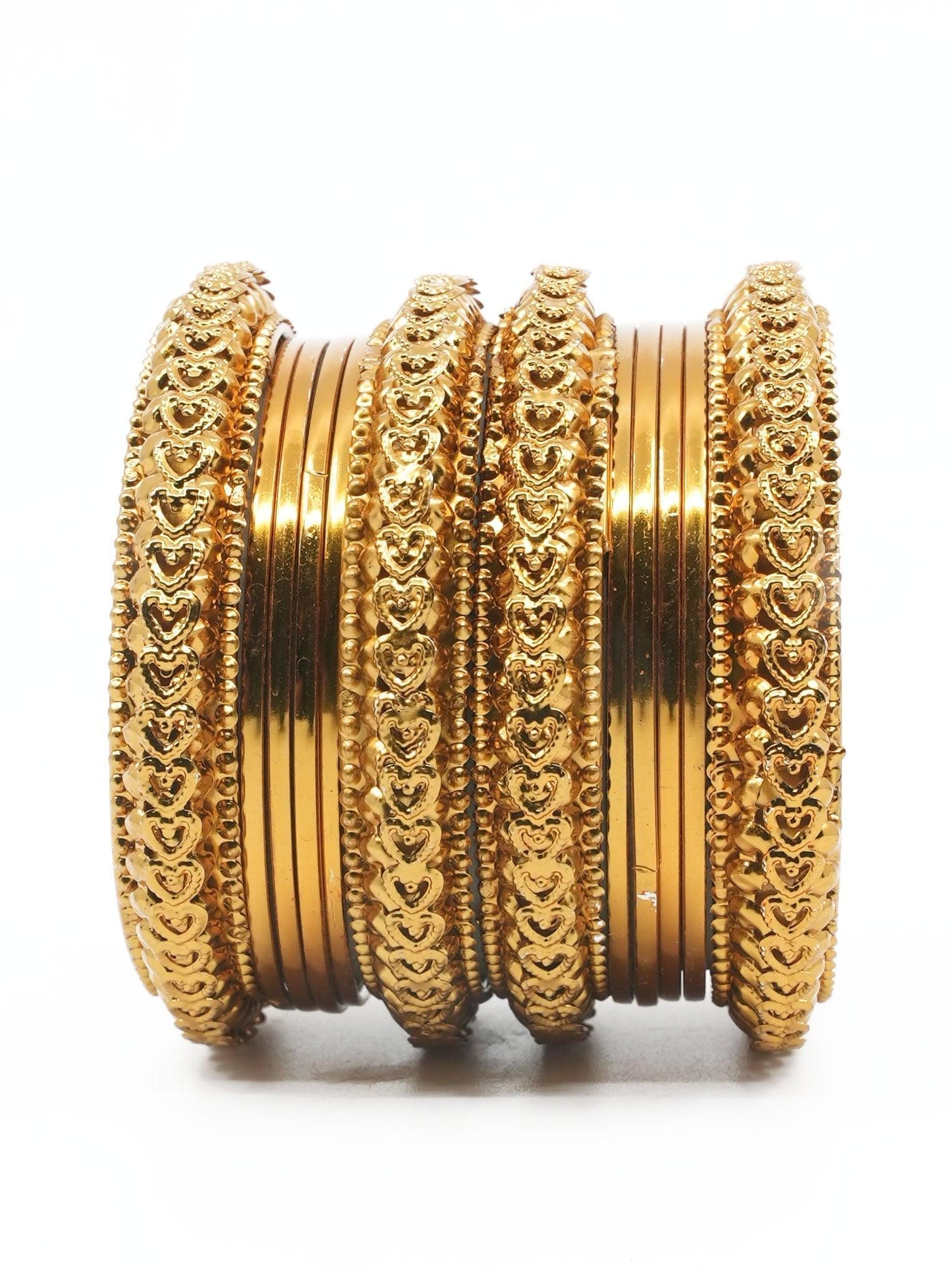 Fancy Mehendi Gold Plated Set of 12 Bangles - Griiham