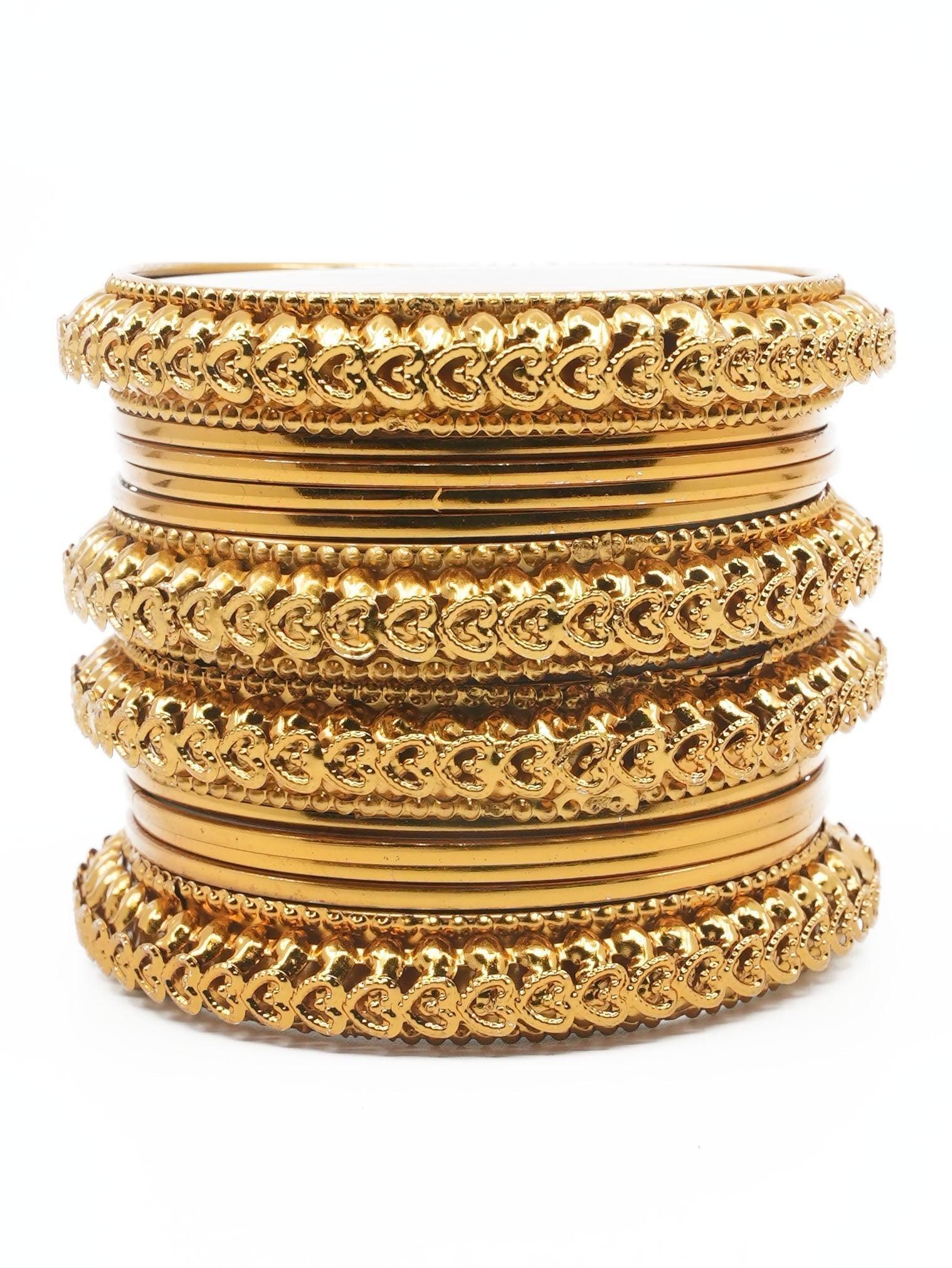 Fancy Mehendi Gold Plated Set of 12 Bangles - Griiham