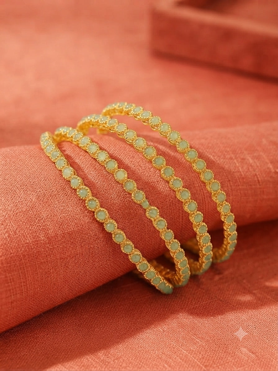 Gold Plated Set of 4 premium CZ Bangles
