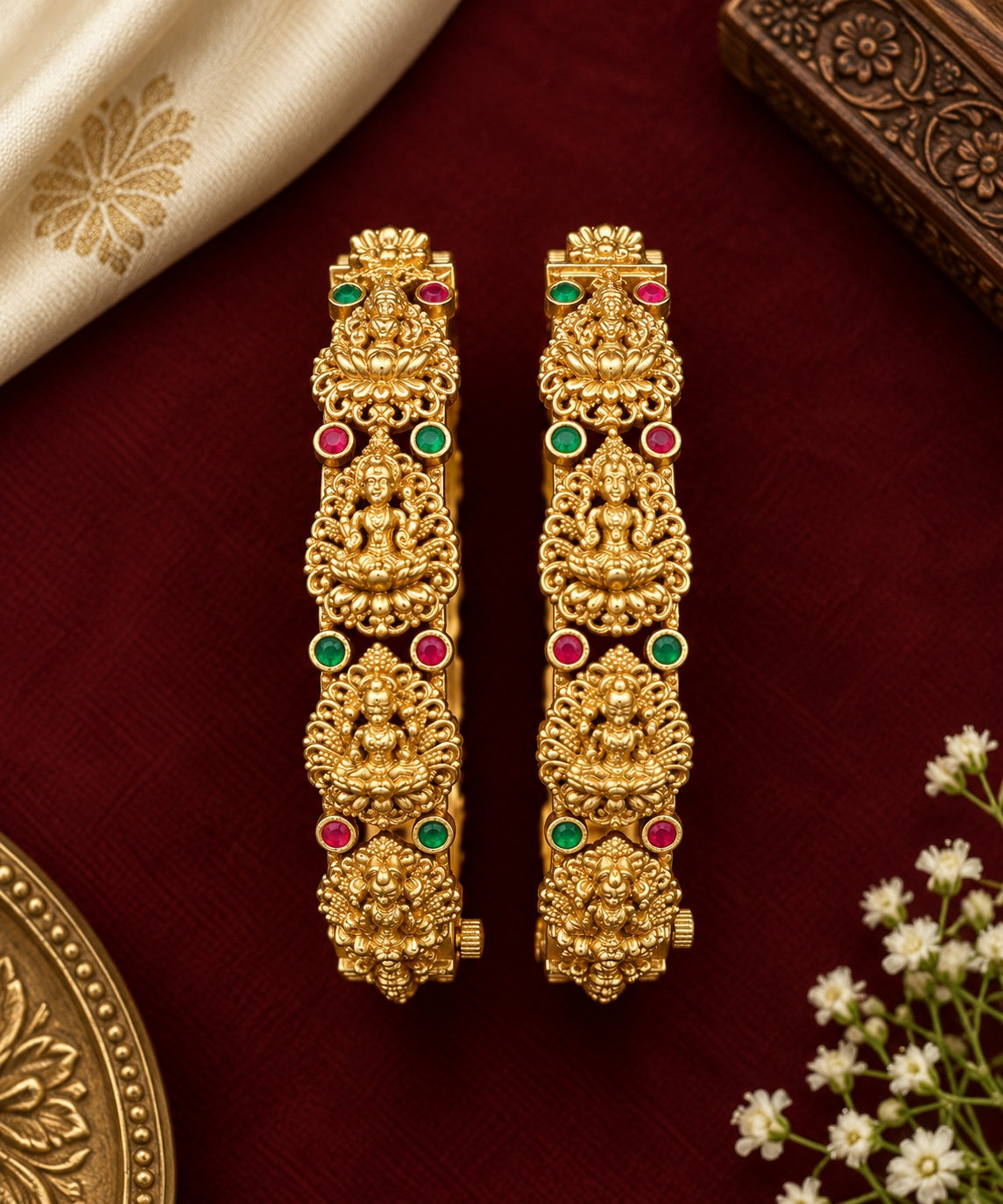 Gold Plated Set of 2 AD Bangles