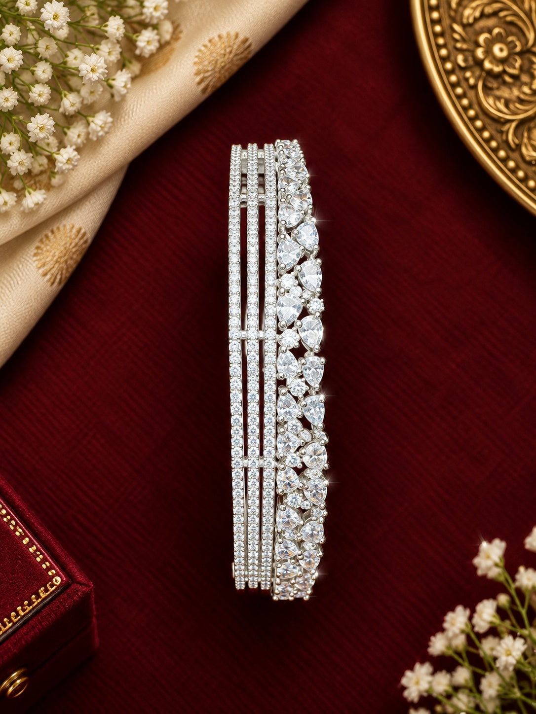Gold Plated CZ Kada Bracelet