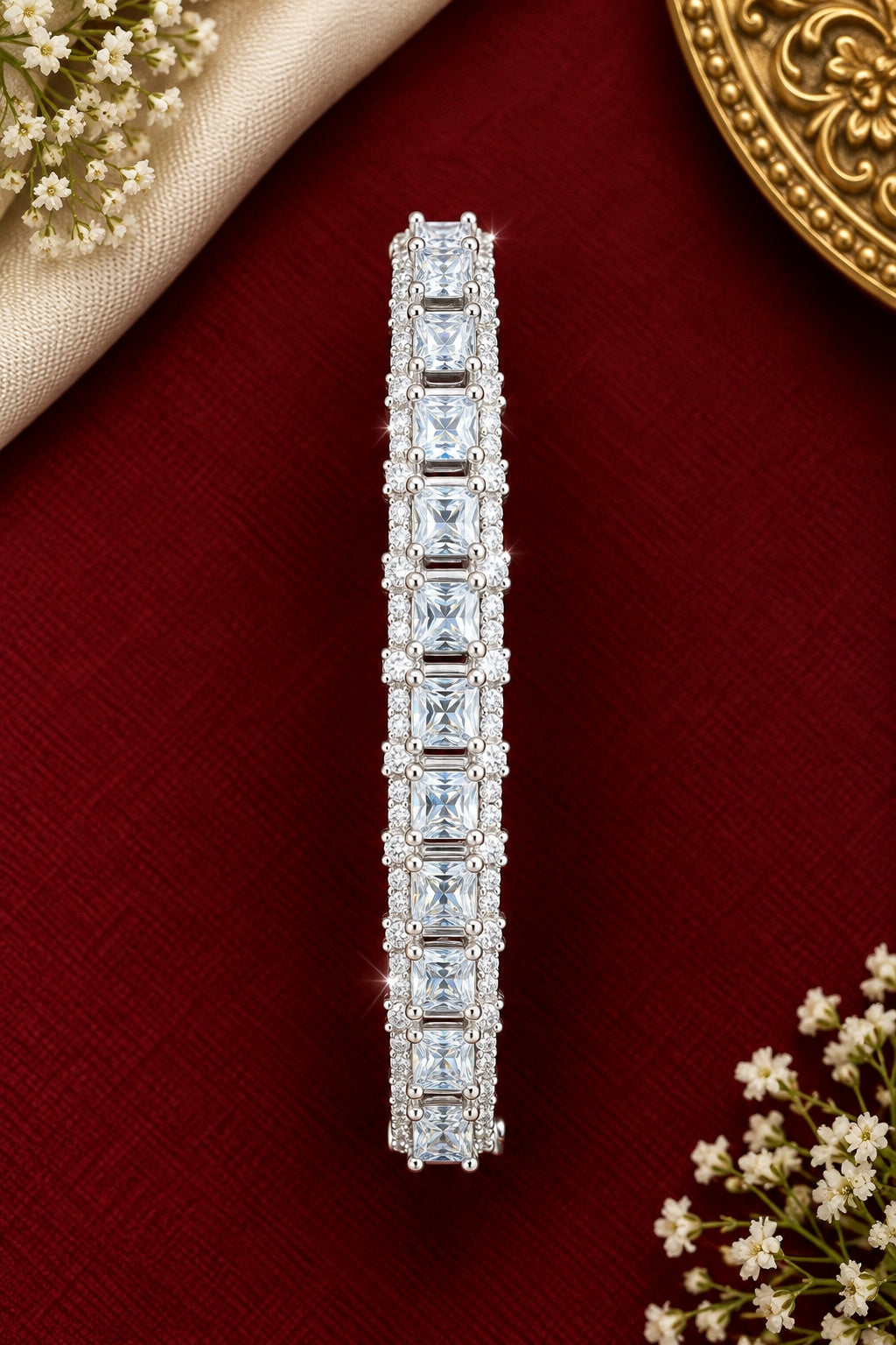 Gold Plated CZ Kada Bracelet