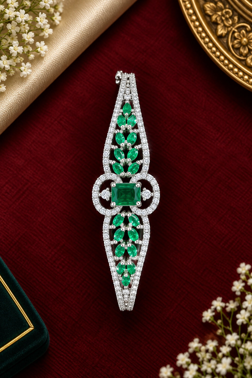 Gold Plated CZ Kada Bracelet