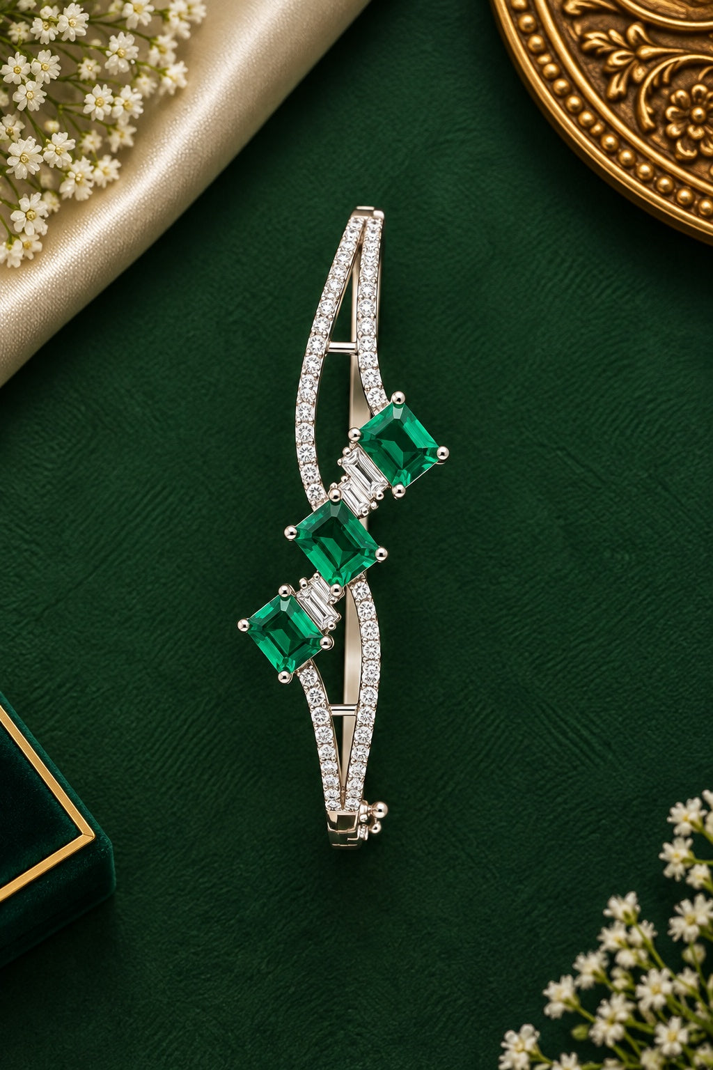 Gold Plated CZ Kada Bracelet
