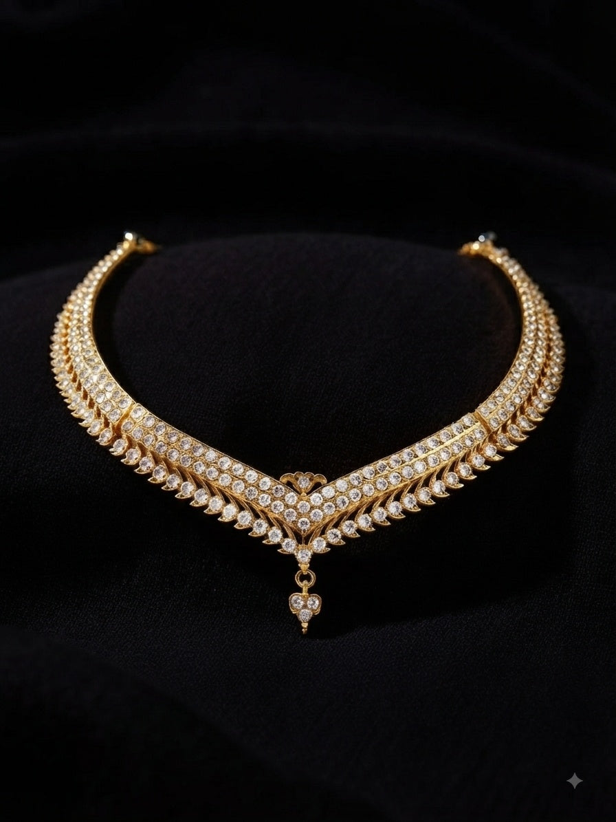 Gold Plated Adige Short Stiff Necklace without earring