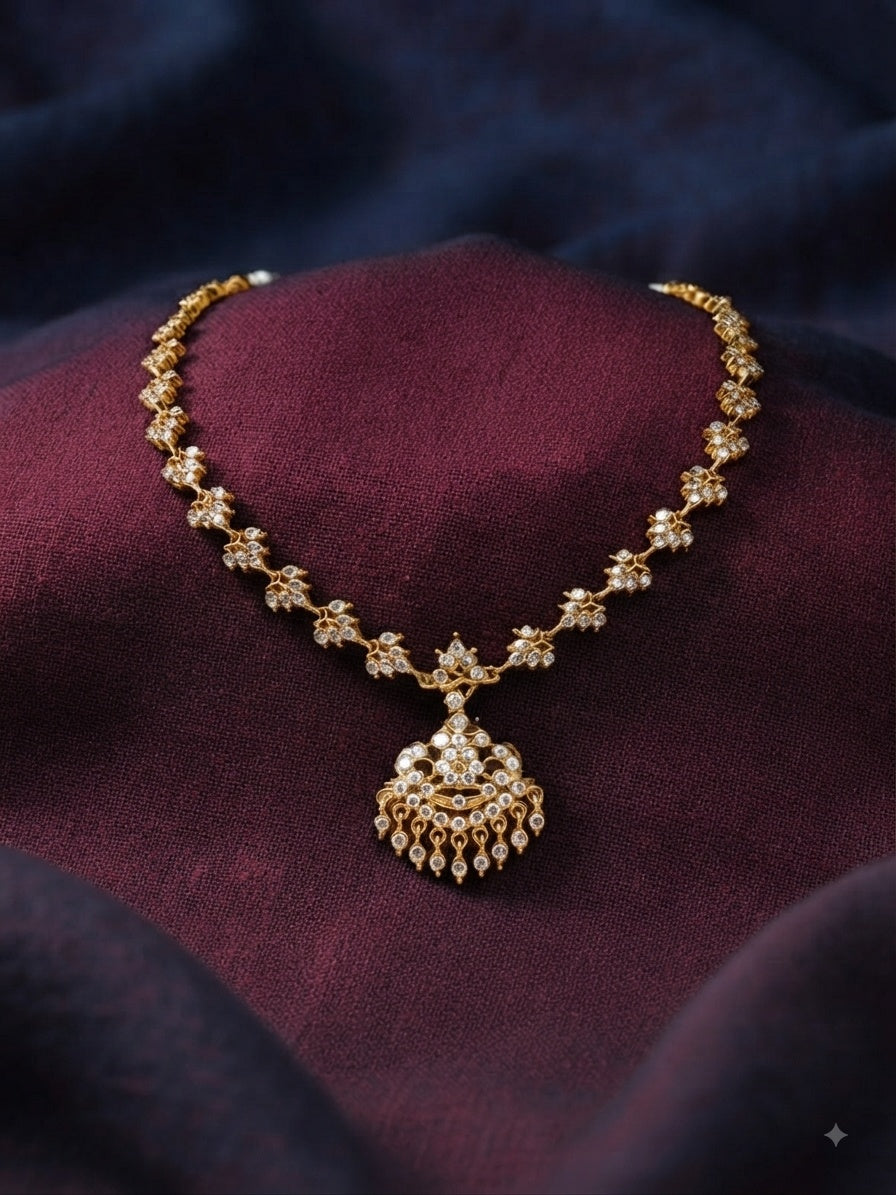 Gold Plated Adige White Short Flexible Necklace without earring