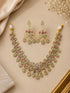 Gold Plated Premium CZ Short Choker Necklace Set Mehendi Colour