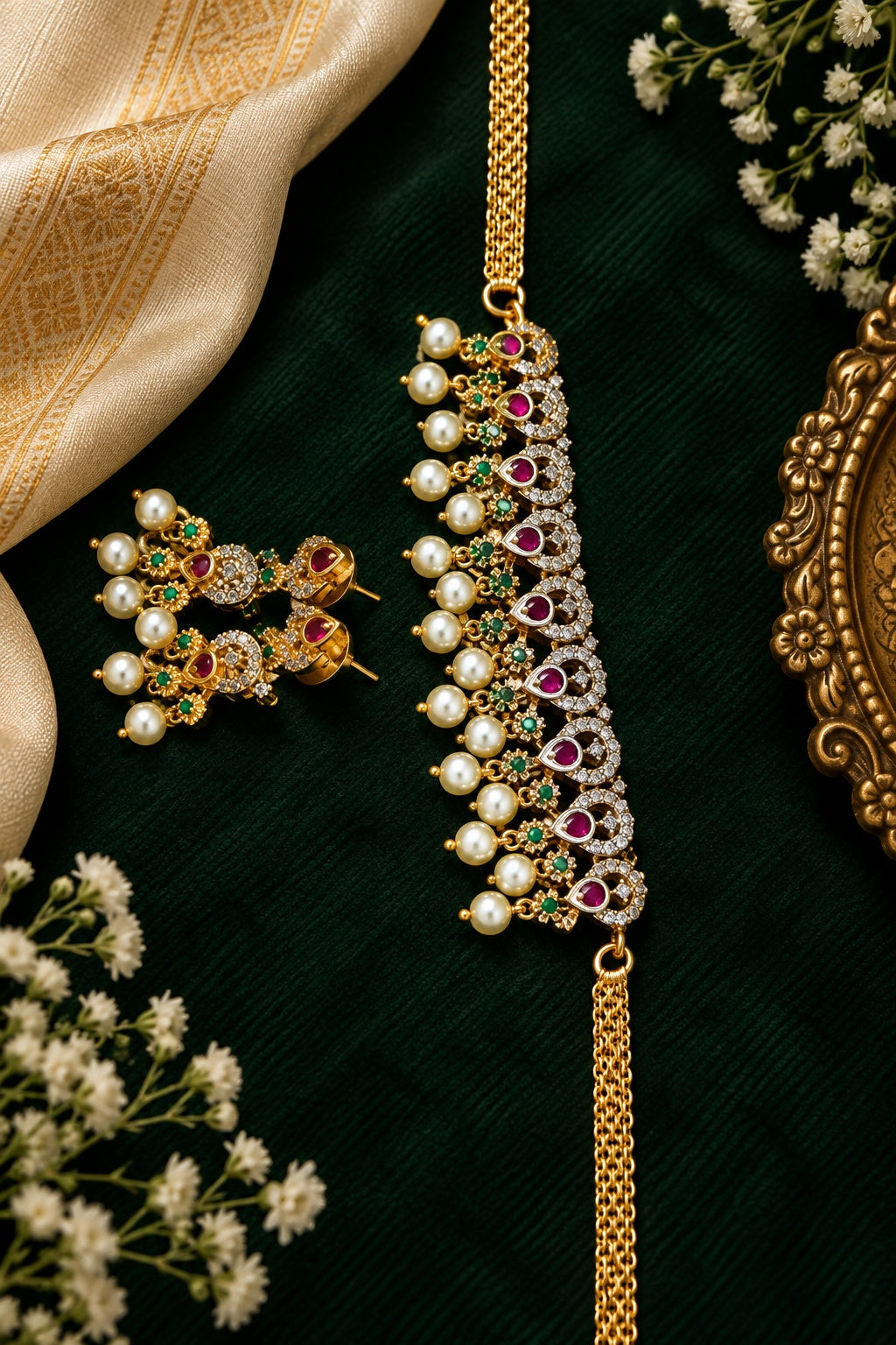 Gold Plated MIni choker necklace set