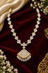 Adige Long White stone Necklace Set with Back chain