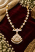 Adige Long White stone Necklace Set with Back chain
