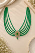 Green CZ 5 Line Maala with Brooch Necklace