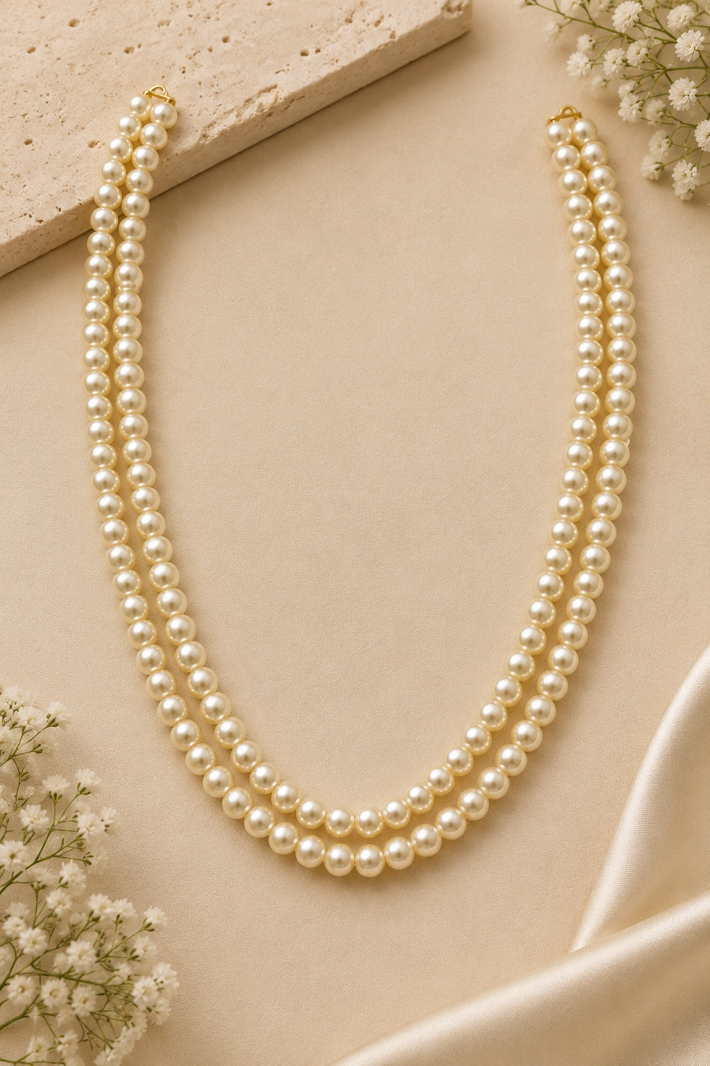 Two Line 6mm Swarovski Pearl Maala