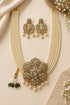 4 Line Pearl Maala with statement pendant
