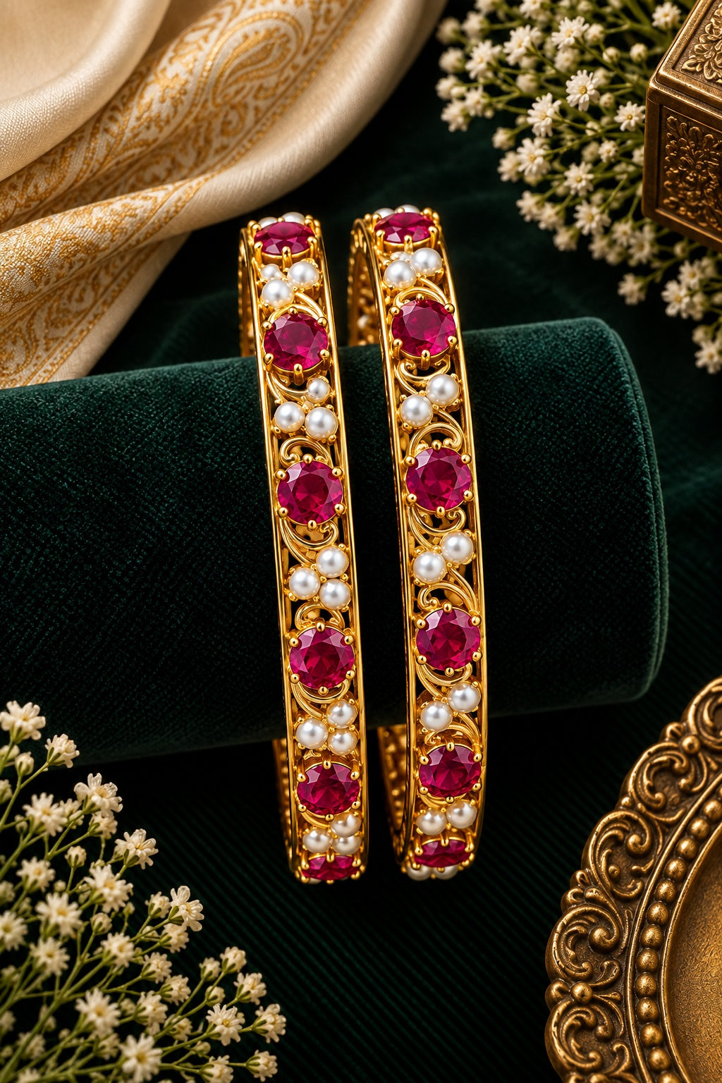 Red Adige / Panchloha Butterfly Set of 2 bangles