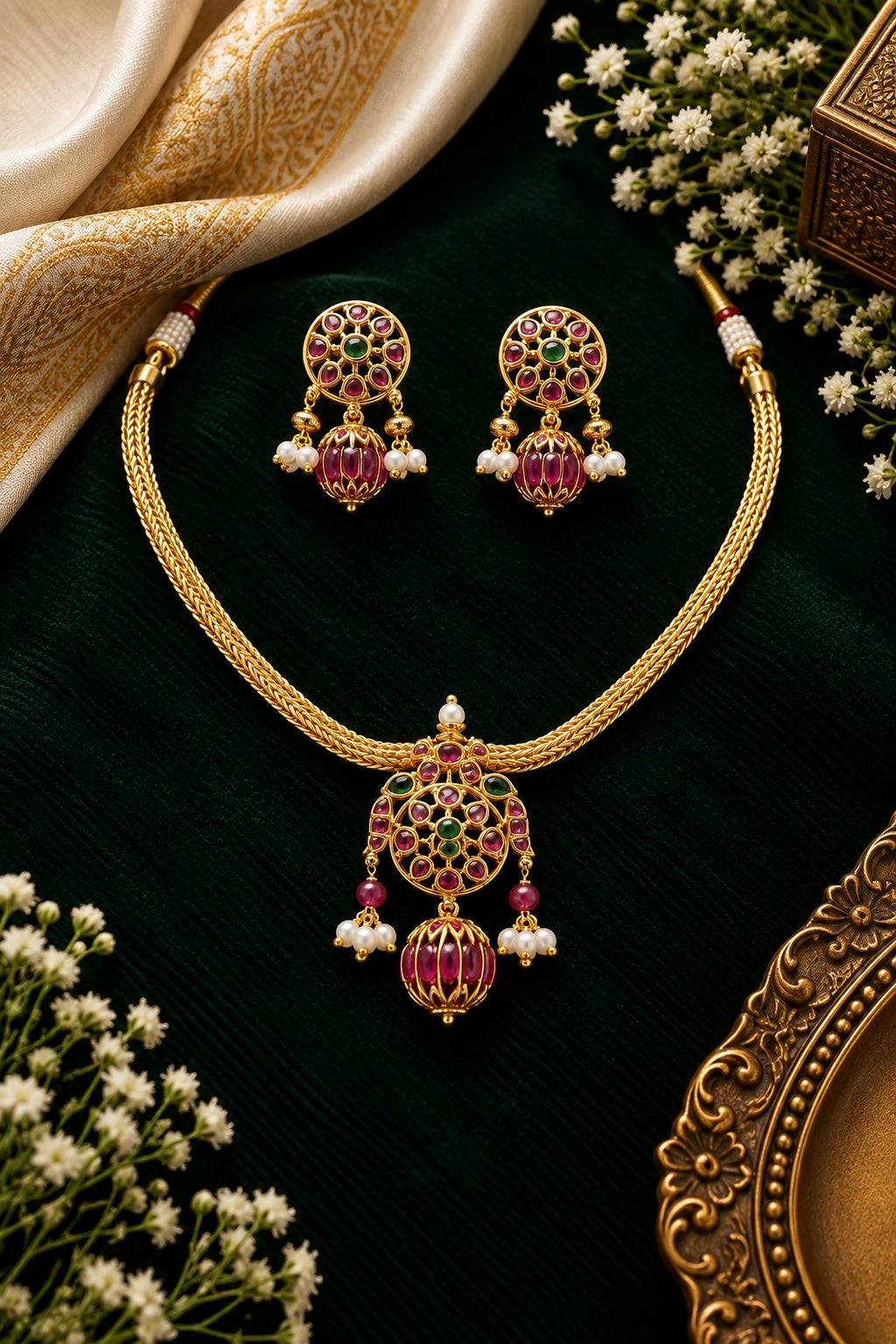 Antique CZ Necklace Set