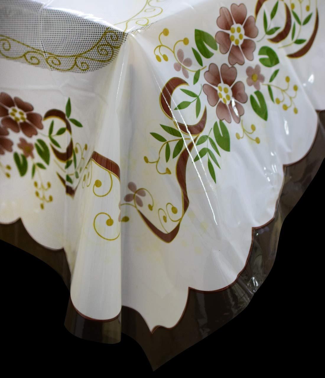 Floral White Multicolor 6 Seater Table Cover 54inch x 78inch RPTC11503