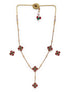 Floral motif Elegant Premeium Gold Finish Designer Multicolor stones Necklace Set 22115N