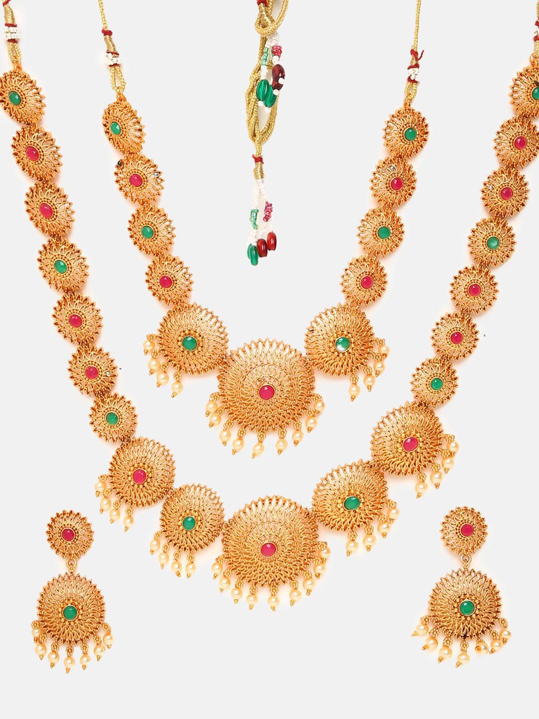 Floral pattern Multicolor Necklace set combo 6465N
