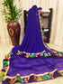 GEORGETTE WITH FLOWER LACE SAREE 21570N