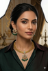 Gold Plated Premium Hasli Pattern AD Necklace Set