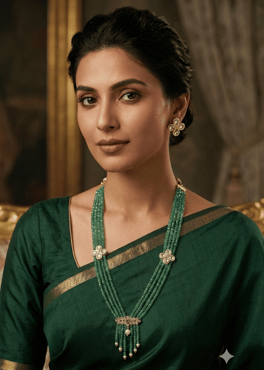 4 line light green colour Maala