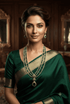 5 Line Maala of 3 line pearl and 2 line stone Necklace set with pendant and earrings