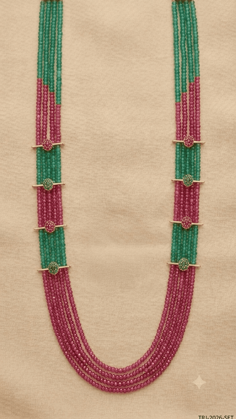 5 line Only stone maala with 4 pairs of simple MOPU