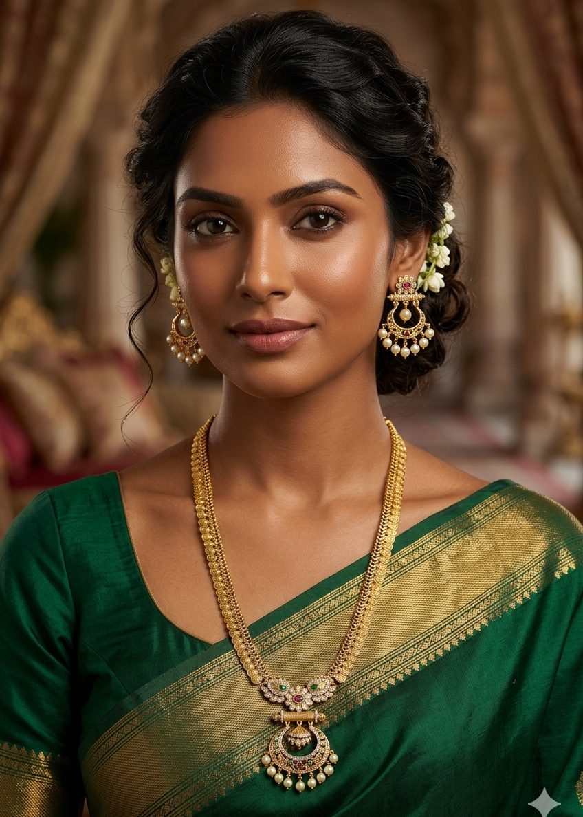 Gold Plated Long Antique Necklace Set
