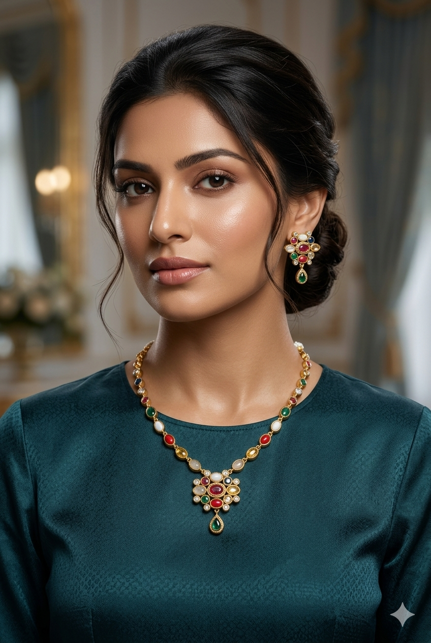 Gold Plated Short CZ Necklace Set