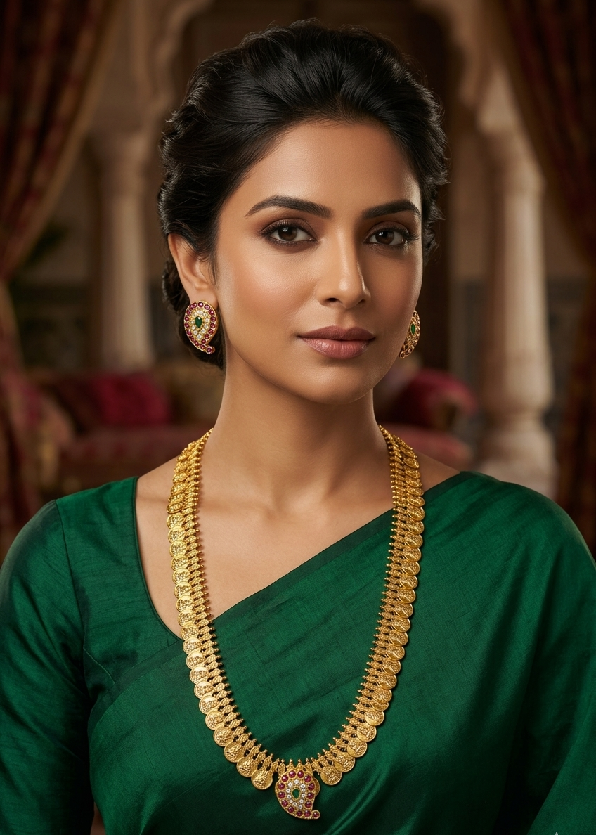 Gold Plated CZ long Necklace set