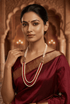 Premium 3 Line 4mm Hyderabadi Pearl Maala with Mopu and Coral