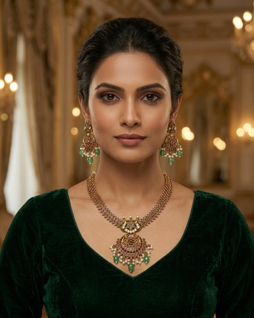 Gold Plated short Kemp Necklace Set