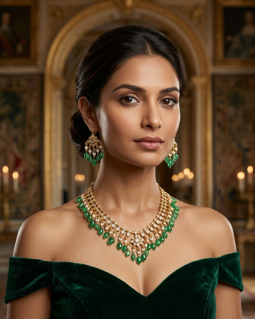 Green duldul stones necklace set