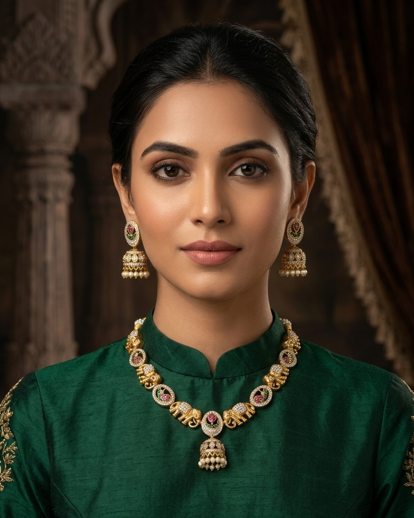 Gold Plated Premium CZ Necklace Set