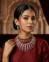 Gold Plated Premium Red Ruby Like AD Necklace Set