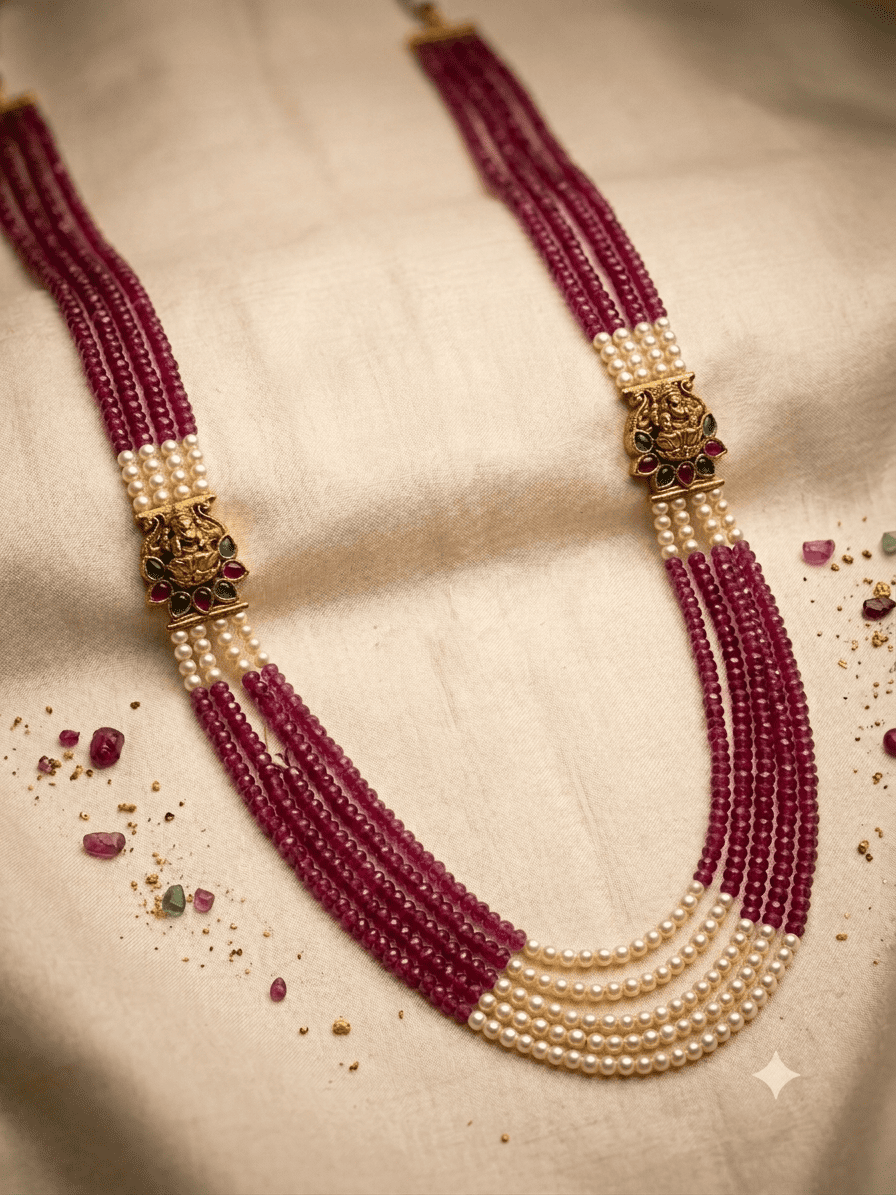 4 line cz and swarovski pearl mala/necklace set