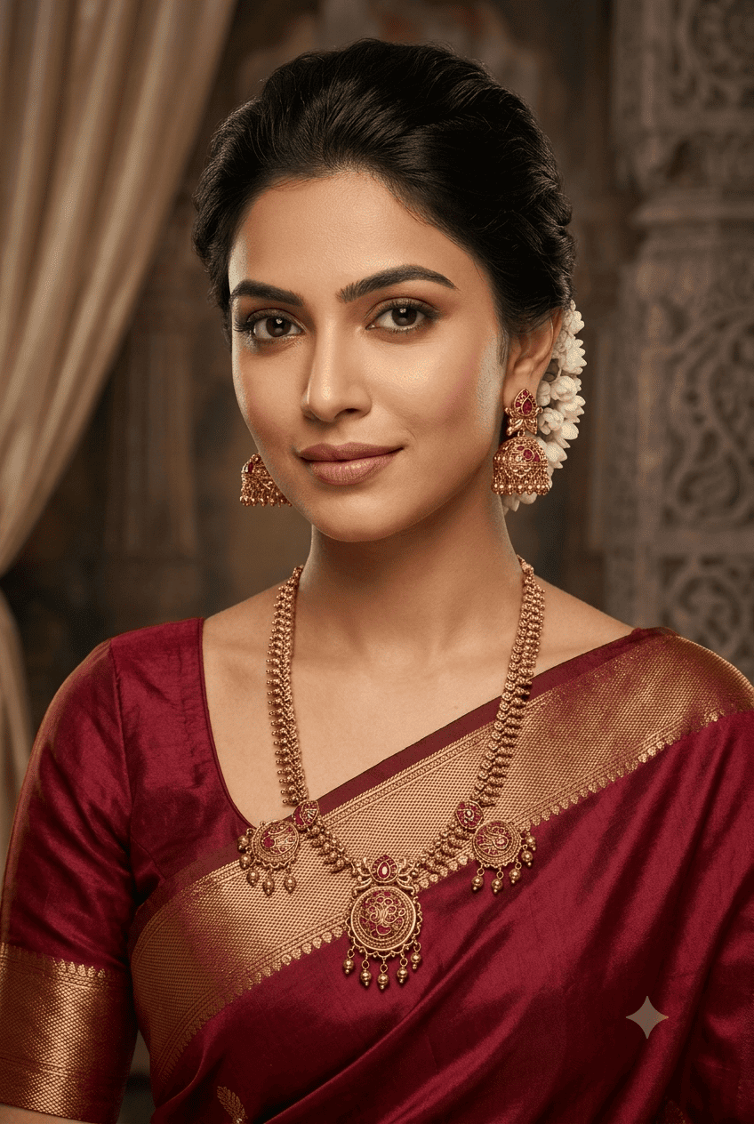 Premium Gold Plated Medium Length Temple necklace Set