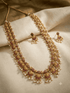 Long Antique gold plated necklace set in jadau