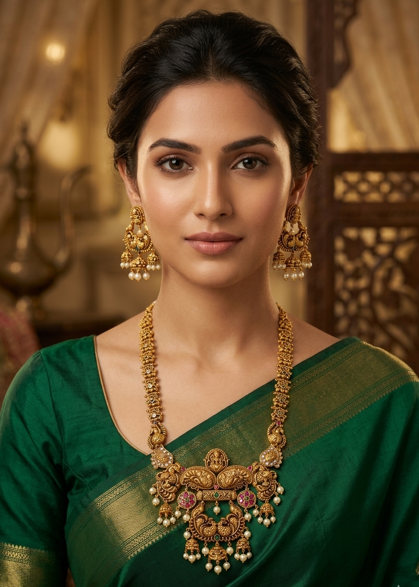 Premium Gold Plated Antique Short Necklace Set