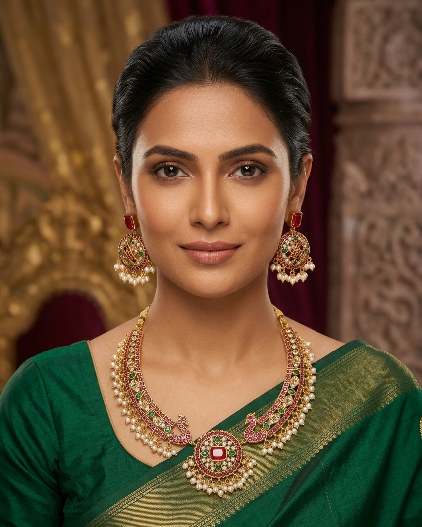 Gold Plated Medium Antique Necklace Set