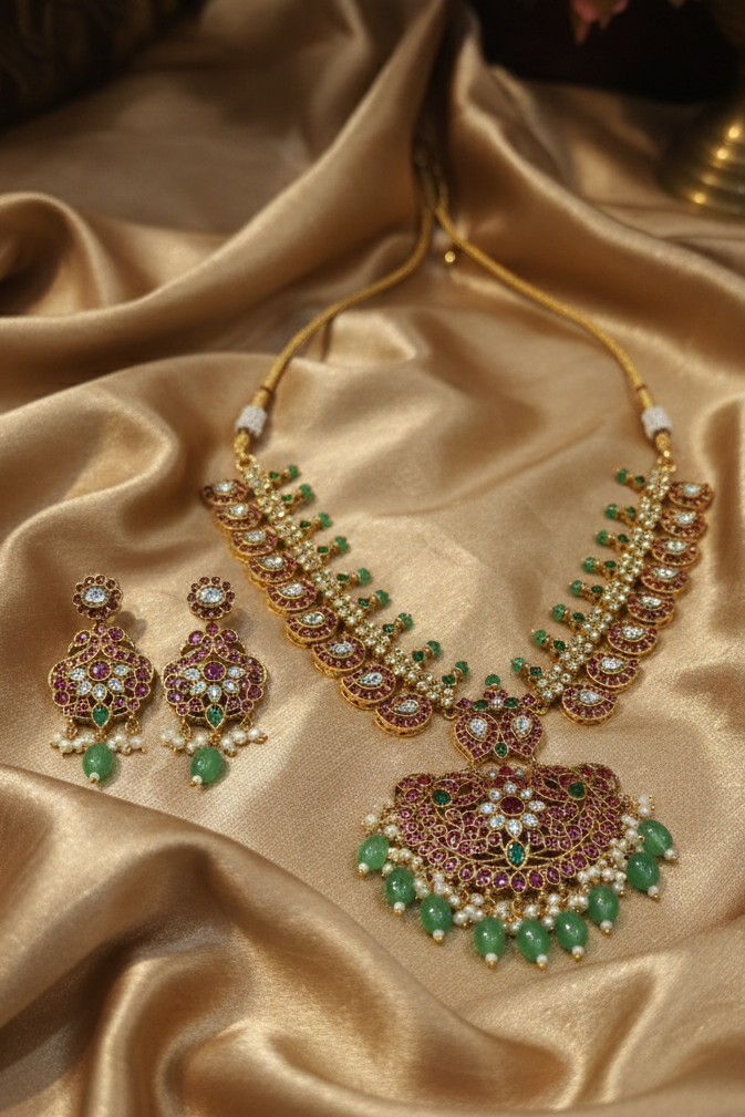 Premium Mango Jadau Necklace Set
