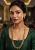Gold Plated Long Temple Necklace Set